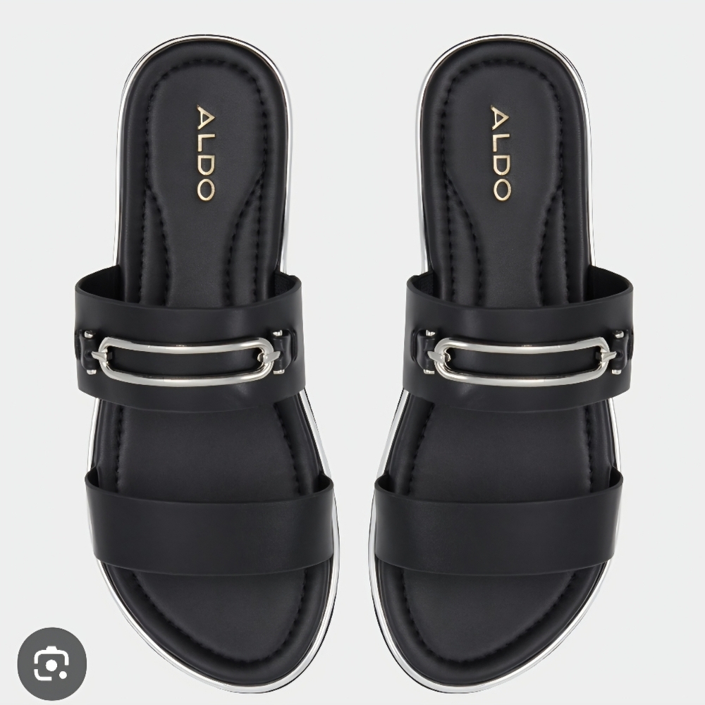 NWOT Aldo Womens Black Sandals with Double Strap Design Size 8